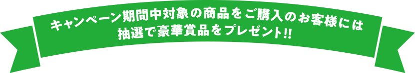 キャンペーン期間中対象の商品をご購入のお客様には抽選で豪華賞品をプレゼント！！